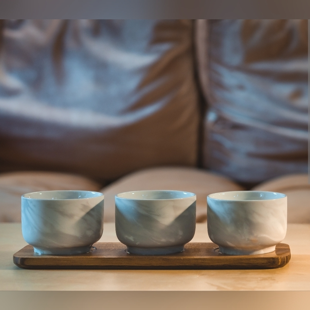 Elegant Marble Patterned Snak Bowl Set